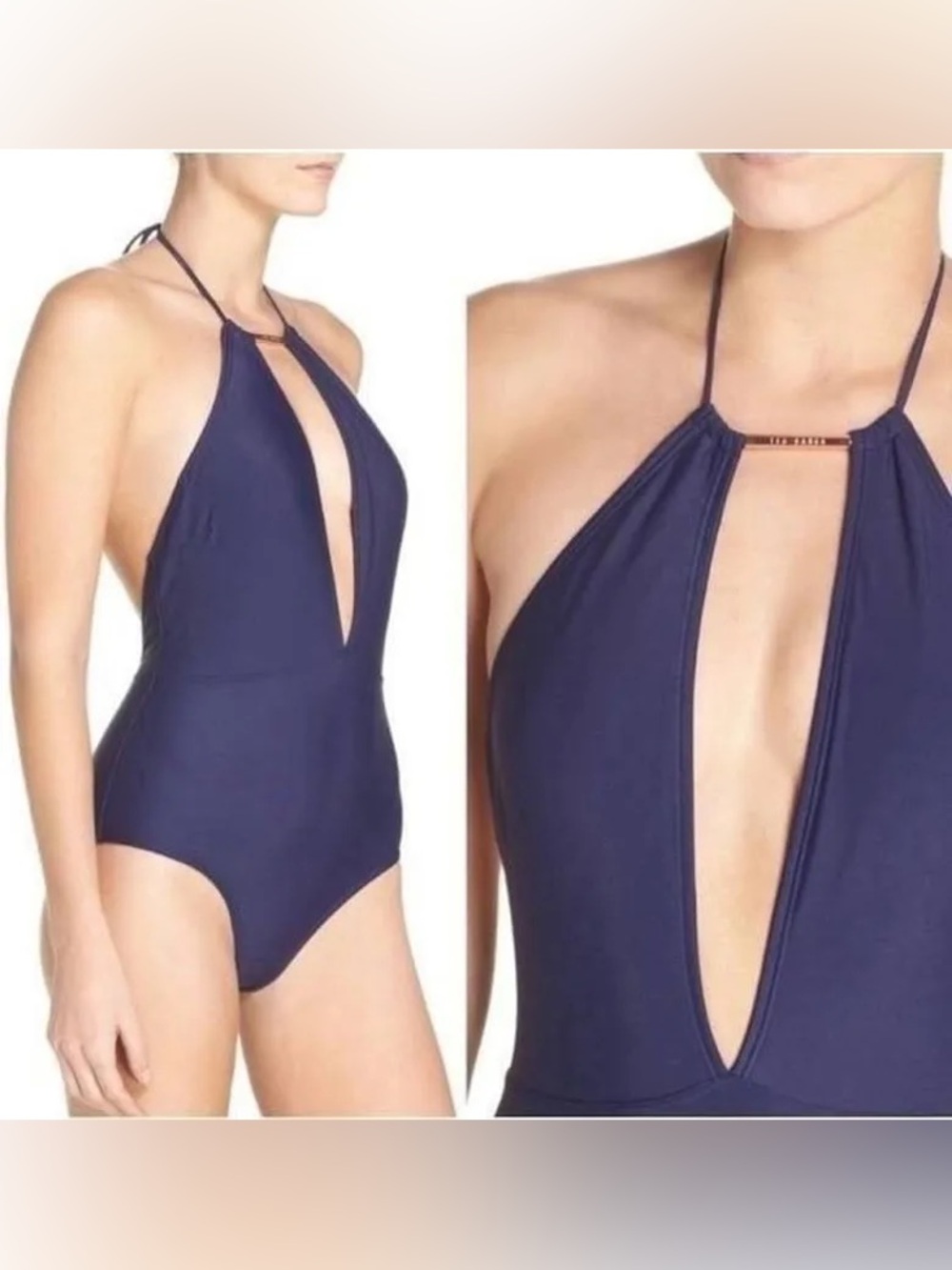 Ted Baker London Swimsuit Navy Blue Halter